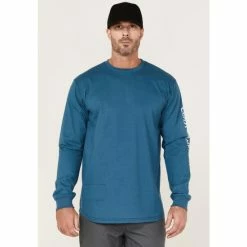 Hot Sale ๐ Cody James Men's FR Logo Long Sleeve Work T-Shirt Blue ๐