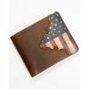Outlet 🎉 Cody James Men's Brown Distressed Flag Bifold Wallet Red/white/blue 🎁