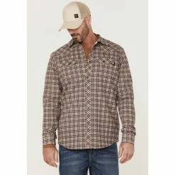 Budget 🎉 Cody James Men's FR Burgundy Small Plaid Long Sleeve Snap Work 👕 Shirt 👏