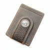 Promo ⭐ Cody James Men's Croc Embossed Money Clip Wallet Chocolate 💯