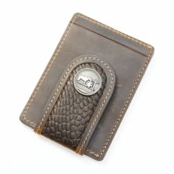 Promo ⭐ Cody James Men's Croc Embossed Money Clip Wallet Chocolate 💯