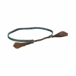 Cheap 🤩 Cody James Men's Braided Horsehair & Tassel Hat Band Chocolate/turquoise ⭐