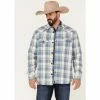 Deals 🧨 Cody James Men's Oregon Trail Plaid Button-Down Bonded Western Flannel 👚 Shirt Grey ⌛