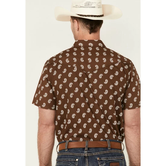 Cheap ๐ Cody James Men's Jockey Paisley Print Short Sleeve Snap Western ๐ Shirt Brown ๐งจ - Image 4