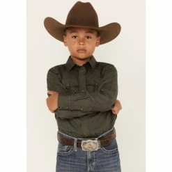 Best deal ⭐ Cody James Boys' Jacquard Long Sleeve Snap Western 👕 Shirt Olive ⭐