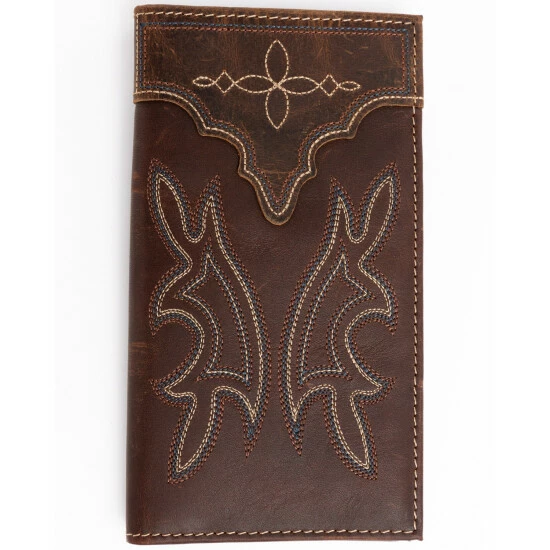 Budget ๐ Cody James Men's Rodeo Stitched Leather Wallet Brown ๐