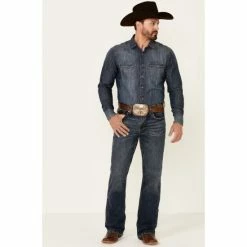 Outlet 🤩 Cody James Core Men's Curly Wolf Dark Stretch Relaxed Bootcut 👖 Jeans Blue 👏