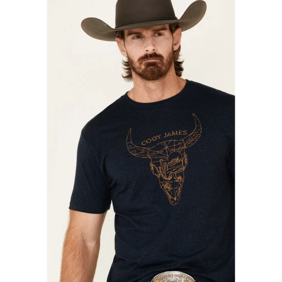 Brand new ๐ Cody James Men's Desert Bull Skull Graphic Short Sleeve T-Shirt Navy โญ - Image 3