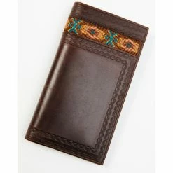 Best Pirce โ๏ธ Cody James Men's Southwestern Cross Stitch Rodeo Checkbook Wallet Brown โค๏ธ
