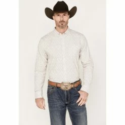 Brand new ❤️ Cody James Men's Accent Geo Print Long Sleeve Button-Down 👕 Shirt Cream ⌛