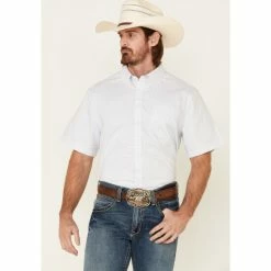 Cheap 🛒 Cody James Core Men's Wichita Small Plaid Short Sleeve Button-Down Western 👕 Shirt - Tall Light Blue 🔥