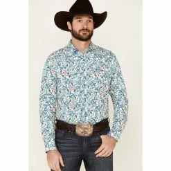 Wholesale 🎁 Cody James Men's City Lights Paisley Print Long Sleeve Snap Western 👚 Shirt Ivory 💯