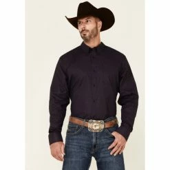 Top 10 🔔 Cody James Core Men's Telegraph Small Geo Print Long Sleeve Button-Down Western 👕 Shirt Purple 🧨