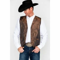 Brand new ⌛ Cody James Men's Paisley Print Jacquard Button Front Vest Black 🌟