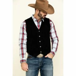 Promo 💯 Cody James Men's Black Angus Suede Vest 🛒