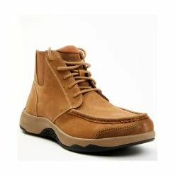 Deals 🛒 Cody James Men's Crazy Horse Lace Up Casual Chelsea 🥾 Boots - Moc Toe Tan 💯