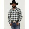 Brand new ✔️ Cody James Men's Background Large Ombre Plaid Western 👚 Shirt Brown 😉