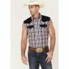 Best deal 🔥 Cody James Men's Anthem Plaid Bubba Sleeveless Snap Western 👚 Shirt White ✔️