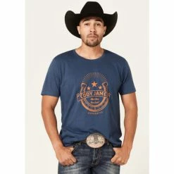 Cheapest 🤩 Cody James Men's Luck Horseshoe Graphic T-Shirt Light Blue ❤️