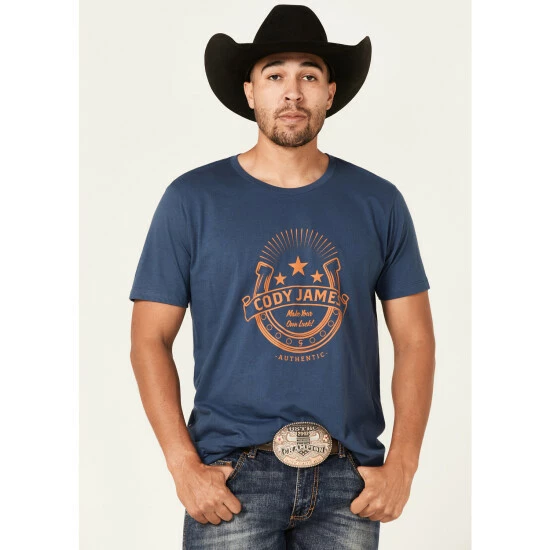 Cheapest 🤩 Cody James Men's Luck Horseshoe Graphic T-Shirt Light Blue ❤️