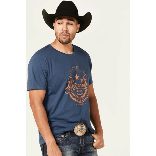 Cheapest 🤩 Cody James Men's Luck Horseshoe Graphic T-Shirt Light Blue ❤️ - Image 2