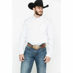 Coupon 🧨 Cody James Core Men's Rock Salt Geo Print Long Sleeve Western 👕 Shirt White ⭐