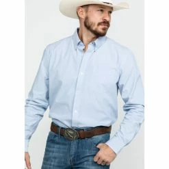 Flash Sale 🌟 Cody James Core Men's Pinpoint Dobby Geo Print Long Sleeve Western 👚 Shirt Blue 💯