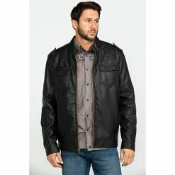 New 😀 Cody James Men's Backwoods Distressed Faux Leather Moto Jacket - Big & Tall Brown 🔔