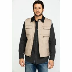 Best reviews of 😀 Cody James Men's Tan Ranchero Timberwolf Canvas Vest ⌛