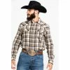 Hot Sale 🧨 Cody James Men's Sand Storm Plaid Long Sleeve Western Flannel 👚 Shirt Grey ✔️