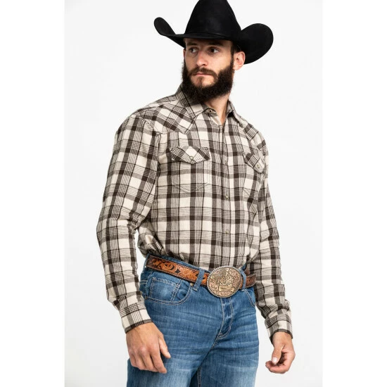 Hot Sale ๐งจ Cody James Men's Sand Storm Plaid Long Sleeve Western Flannel ๐ Shirt Grey โ๏ธ - Image 3