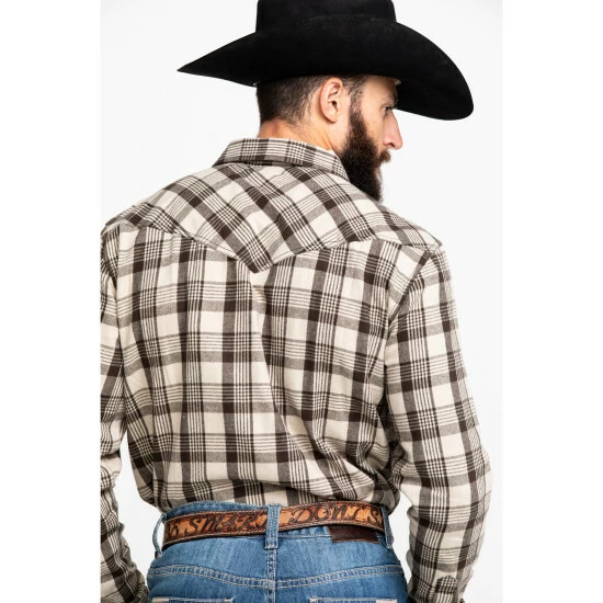 Hot Sale ๐งจ Cody James Men's Sand Storm Plaid Long Sleeve Western Flannel ๐ Shirt Grey โ๏ธ - Image 5