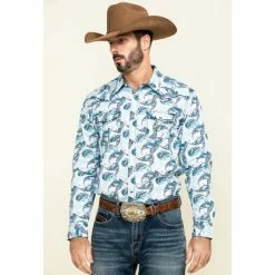 Wholesale 🔔 Cody James Men's Lovelace Large Paisley Print Long Sleeve Western 👚 Shirt White 💯