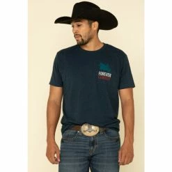 Discount โค๏ธ Cody James Men's Forever Cowboy Graphic Short Sleeve T-Shirt Blue โค๏ธ