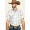 Budget 🧨 Cody James Men's Neon Glow Plaid Short Sleeve Western 👚 Shirt White 🛒