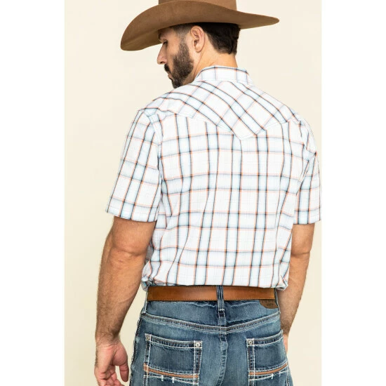 Budget ๐งจ Cody James Men's Neon Glow Plaid Short Sleeve Western ๐ Shirt White ๐ - Image 2