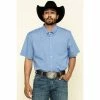 Top 10 😉 Cody James Core Men's Lone Star Geo Print Short Sleeve Western 👚 Shirt Royal Blue 🔥