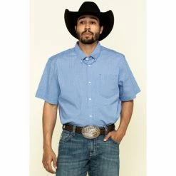 Top 10 😉 Cody James Core Men's Lone Star Geo Print Short Sleeve Western 👚 Shirt Royal Blue 🔥