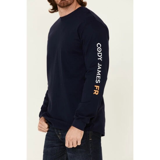 Best reviews of ๐ Cody James Men's Indigo FR Logo Long Sleeve Work T-Shirt ๐ - Image 3