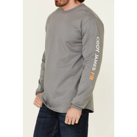 Hot Sale ๐ฏ Cody James Men's Light Grey FR Logo Long Sleeve Work T-Shirt โ - Image 3