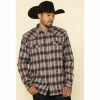 Deals 🥰 Cody James Men's High Plains Dobby Plaid Long Sleeve Western Flannel 👚 Shirt Burgundy/navy 🤩