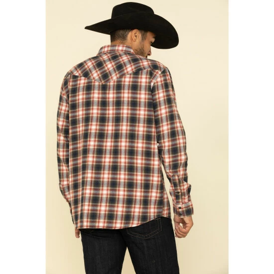 Budget ❤️ Cody James Men's Spruce Plaid Long Sleeve Western Flannel 👚 Shirt - Tall Black/red 🌟 - Image 2