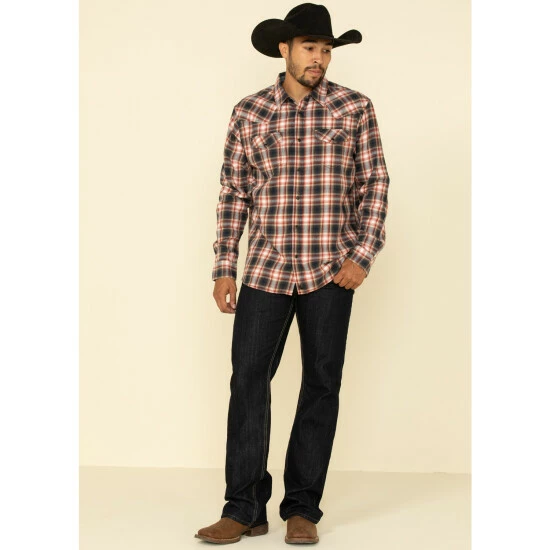 Budget ❤️ Cody James Men's Spruce Plaid Long Sleeve Western Flannel 👚 Shirt - Tall Black/red 🌟 - Image 3
