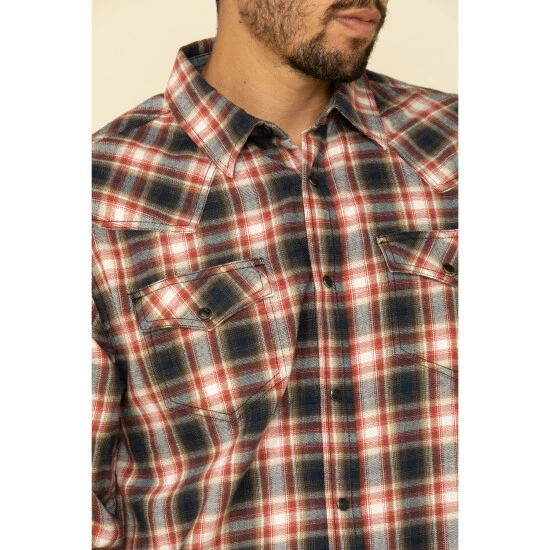 Budget ❤️ Cody James Men's Spruce Plaid Long Sleeve Western Flannel 👚 Shirt - Tall Black/red 🌟 - Image 4
