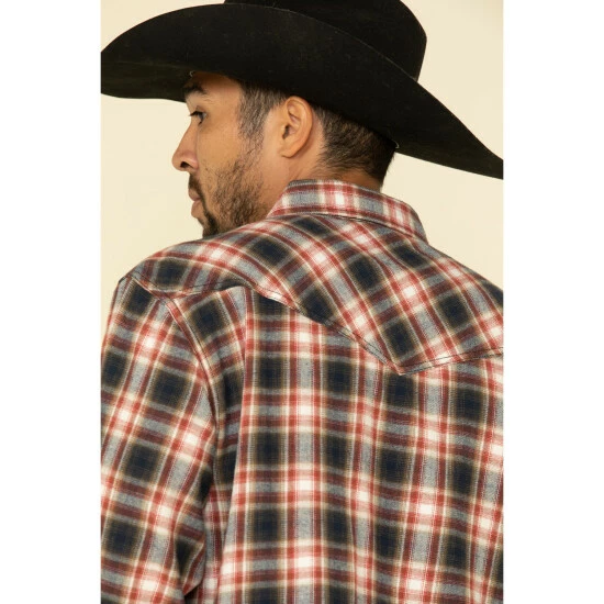 Budget ❤️ Cody James Men's Spruce Plaid Long Sleeve Western Flannel 👚 Shirt - Tall Black/red 🌟 - Image 5