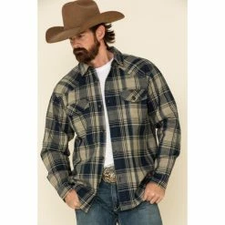 Budget 🥰 Cody James Men's Bogus Large Bonded Plaid Long Sleeve Western Flannel 👕 Shirt Tan ⭐