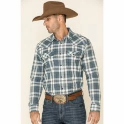 Buy ✔️ Cody James Men's Static Large Plaid Long Sleeve Western 👕 Shirt Cream/blue 🤩