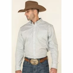 Hot Sale 🌟 Cody James Men's Hemlock Medallion Print Long Sleeve Western 👚 Shirt Grey 🧨