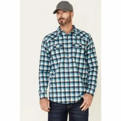 Cheap ๐ฏ Cody James Men's FR Teal Plaid Long Sleeve Work ๐ Shirt ๐ฅฐ