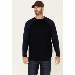 Hot Sale ๐ Cody James Men's FR Navy Blocked โพ Baseball Long Sleeve Work ๐ Shirt ๐